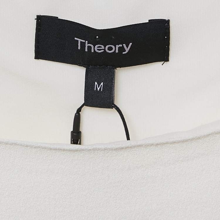 Pre Owned Theory Ivory Rosina Crepe Keyhole Sleeve Slip Tank Top M