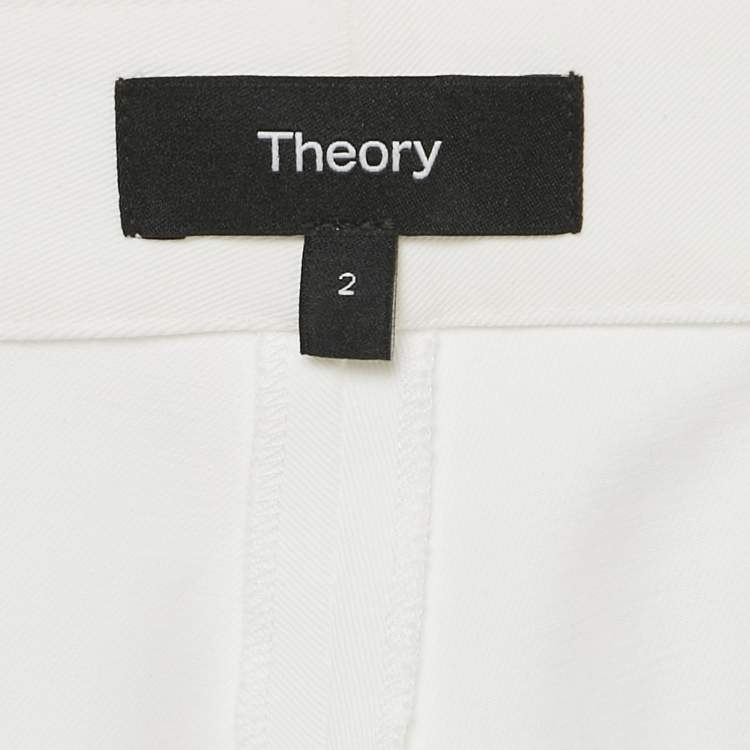Pre Owned Theory White Gabardine Kick Pants S