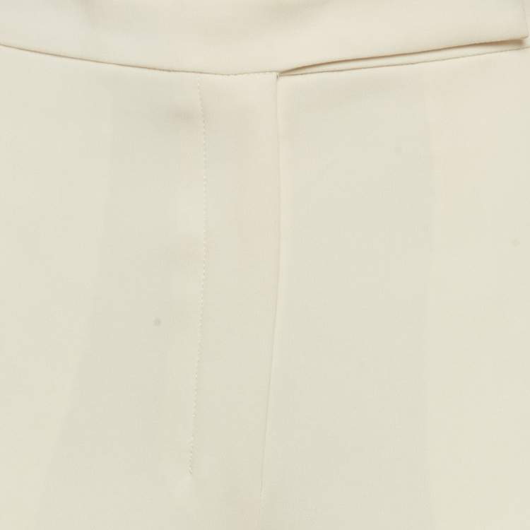 Pre Owned Theory Rice White Admiral Crepe High Waist Slim Fit Cropped Trousers S