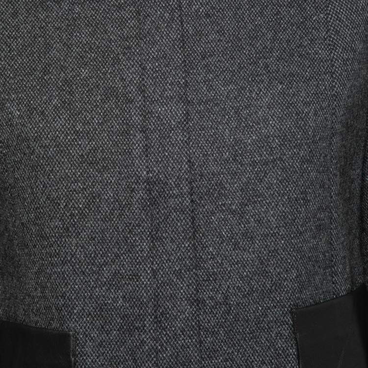 Pre Owned Theory Charcoal Grey Wool Leather Pocket Detail Hilde Jacket M