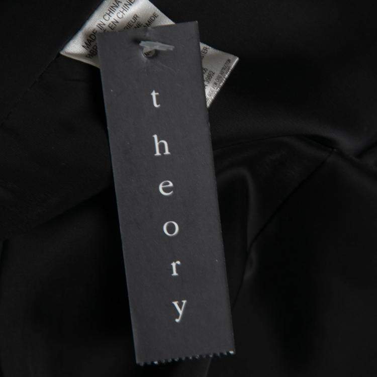 Pre Owned Theory Charcoal Grey Wool Leather Pocket Detail Hilde Jacket M