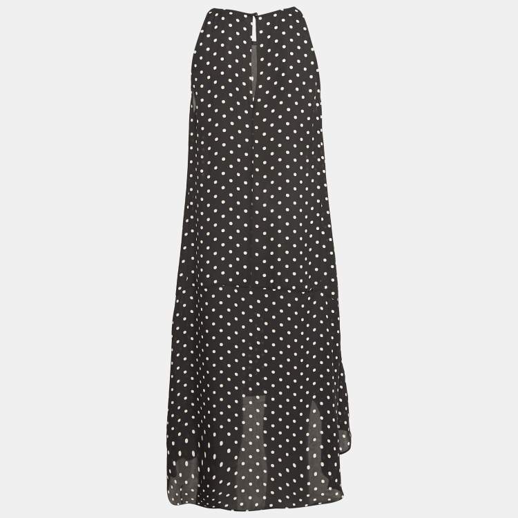 Pre Owned Theory Black Polka Dot Sleeveless Shift Dress S