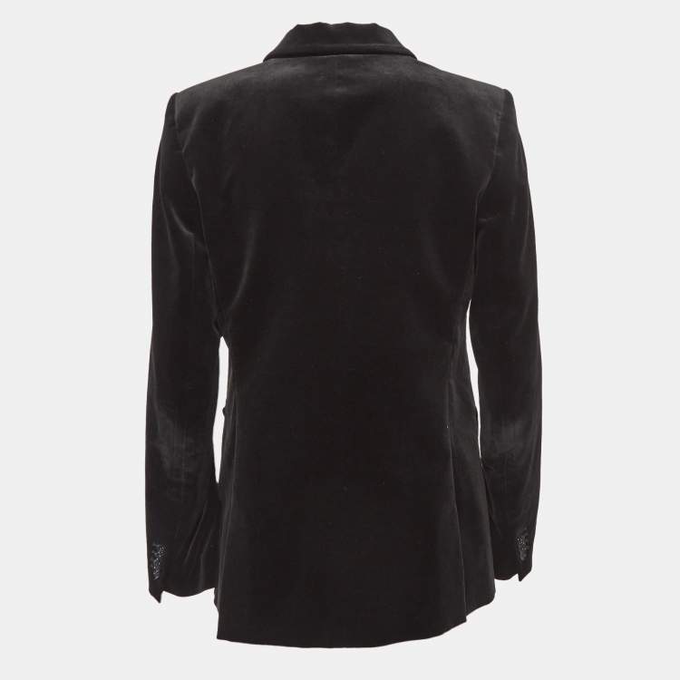 Pre Owned Theory Black Velvet Double Breasted Blazer L
