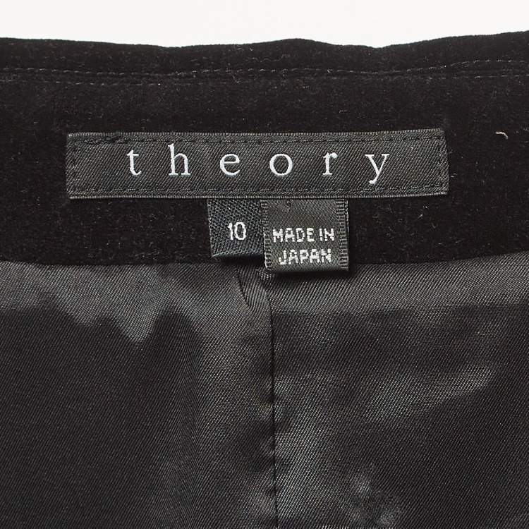 Pre Owned Theory Black Velvet Double Breasted Blazer L