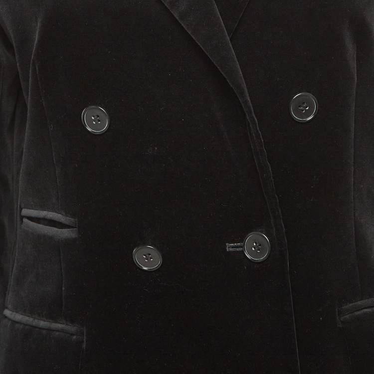 Pre Owned Theory Black Velvet Double Breasted Blazer L