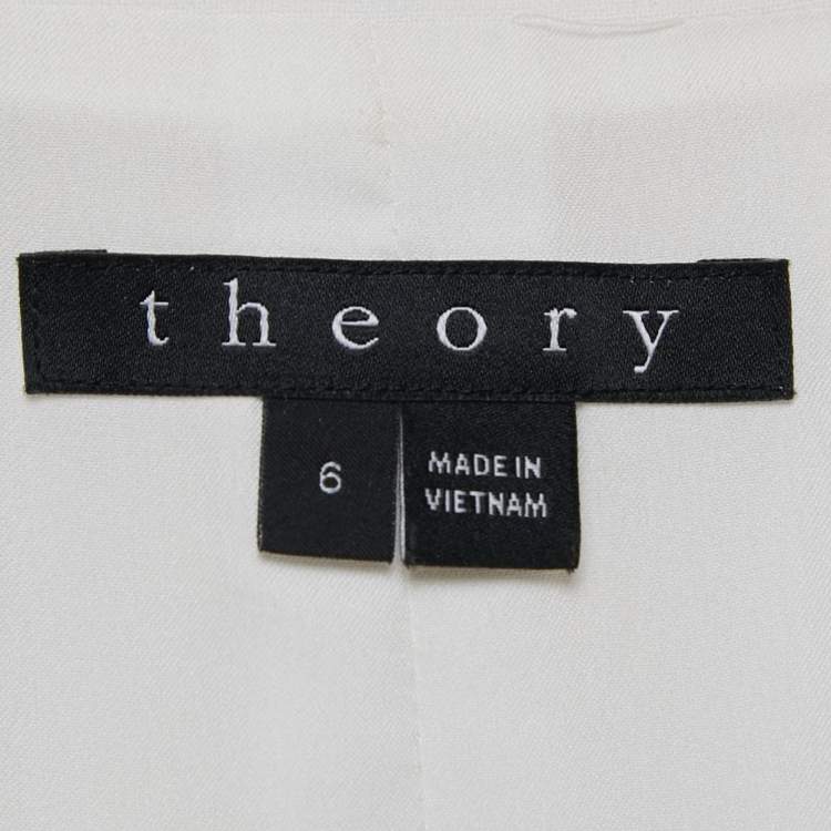 مملوكة مسبقًا Theory White Crepe Button Front Back Slit Blazer M