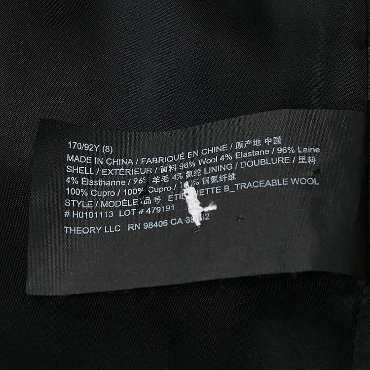 Pre Owned Theory Black Wool Single Breasted Etiennette Blazer M