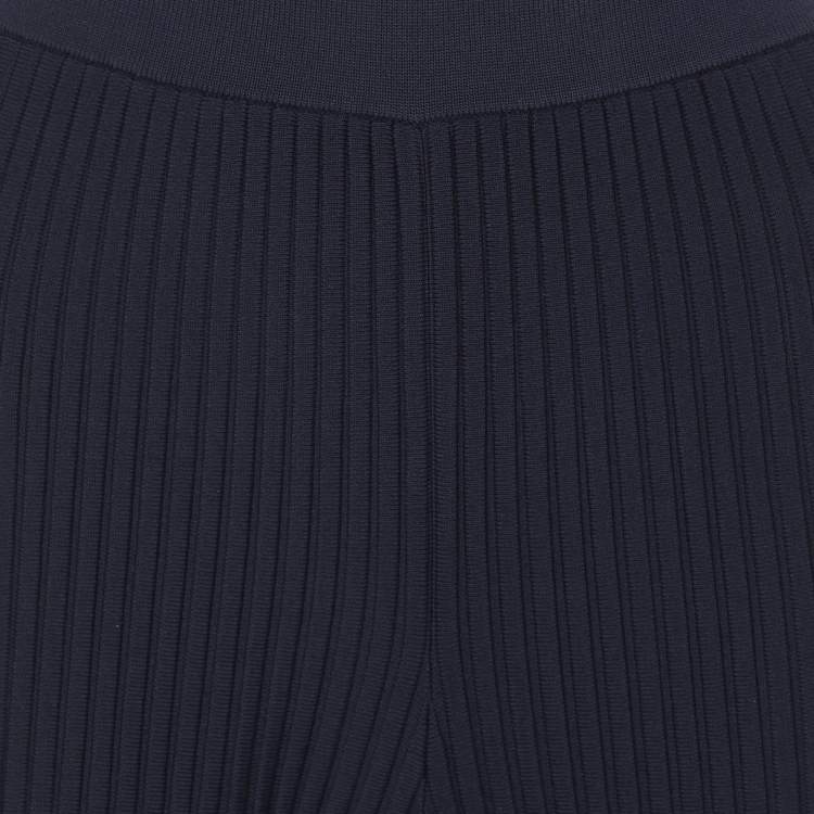 Pre Owned Theory Navy Blue Rib Knit Palazzo Pants S