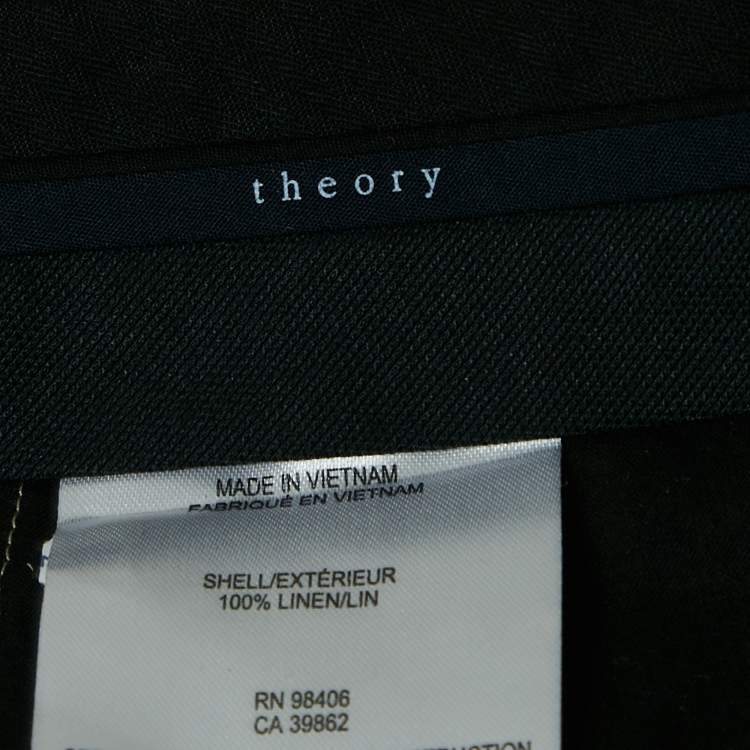 Pre Owned Theory Beige Linen Wide Leg Trousers S