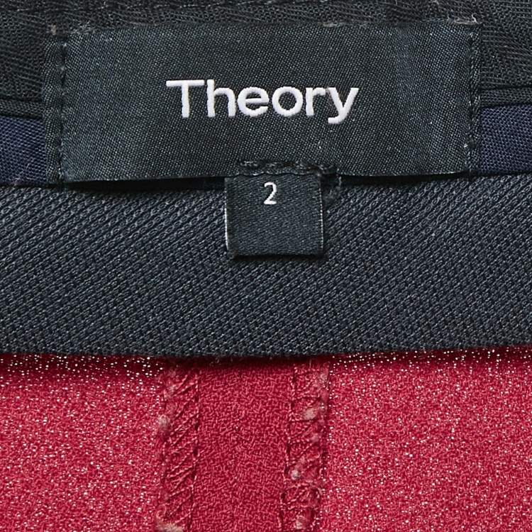 Pre Owned Theory Red Crepe Trousers S