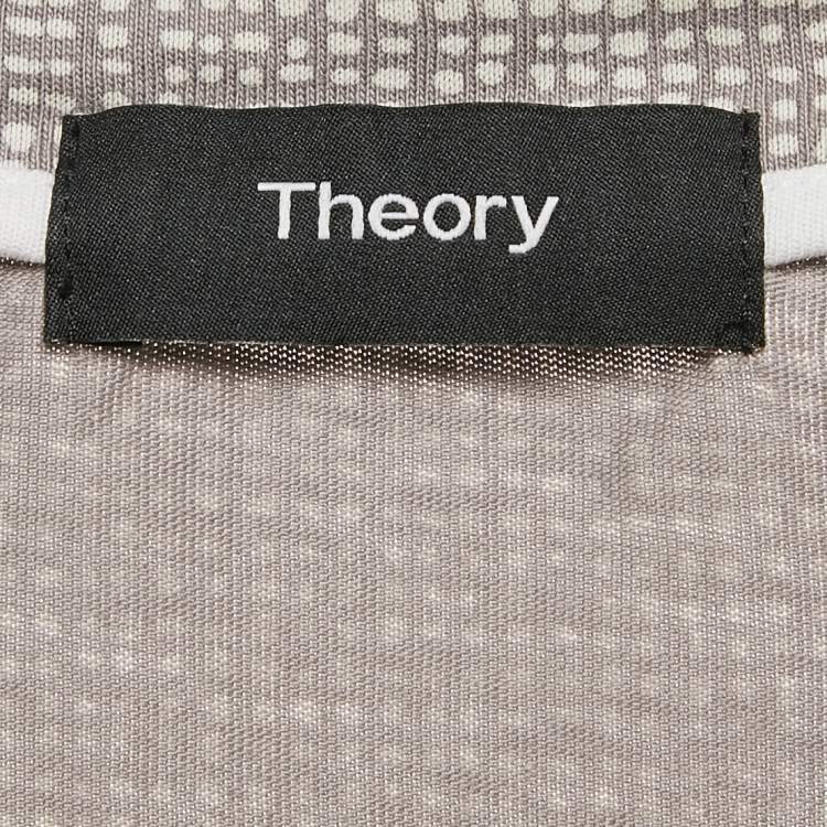 Pre Owned Theory Grey Thordon Basic Micro Print Jersey T-Shirt XL