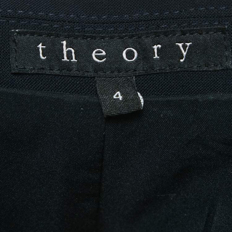 Pre Owned Theory Black Navy Blue Wool Single Breasted Blazer S
