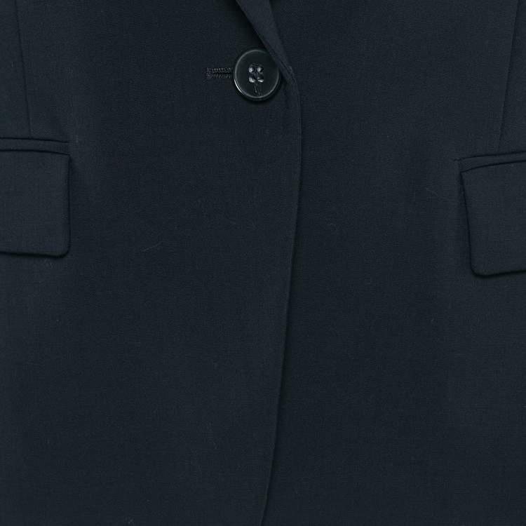 Pre Owned Theory Black Navy Blue Wool Single Breasted Blazer S
