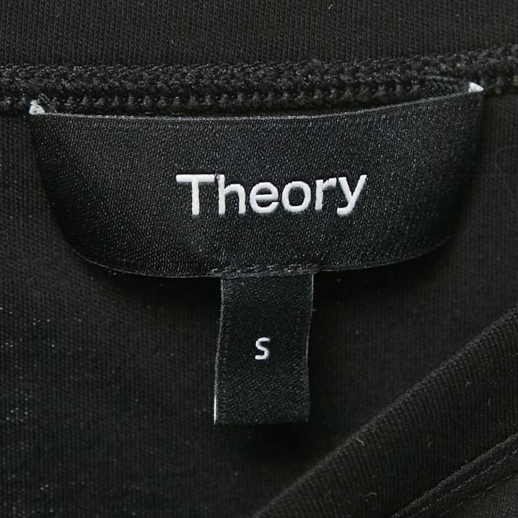Pre Owned Theory Black Silk & Cotton Half Sleeve T-Shirt S