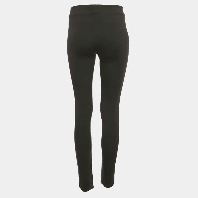 Pre Owned Theory Black Leather Trim Jersey Leggings S