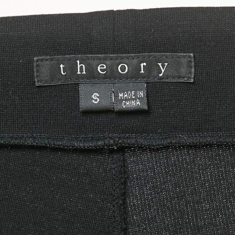 Pre Owned Theory Black Leather Trim Jersey Leggings S