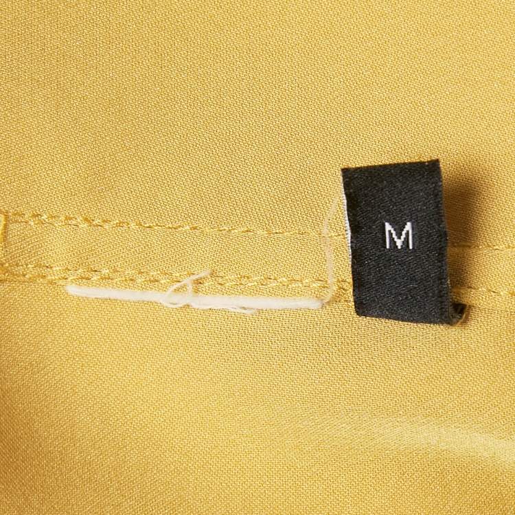 Pre Owned Theory Yellow Crepe Open Front Belted Coat M