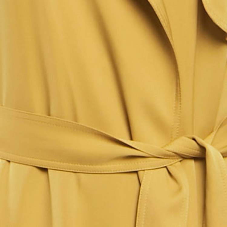 Pre Owned Theory Yellow Crepe Open Front Belted Coat M