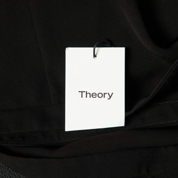 Pre Owned Theory Black Crepe Wrap Maxi Skirt M