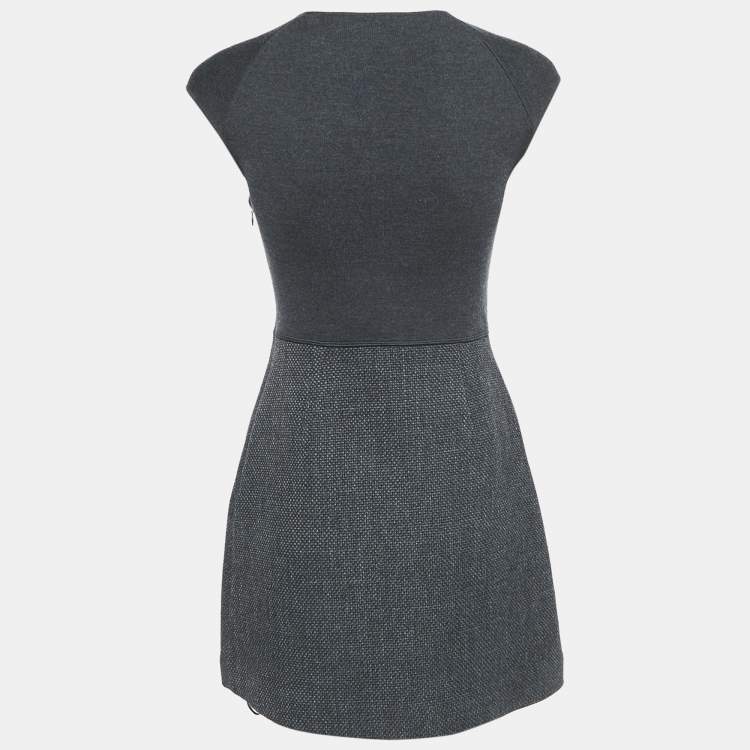 Pre Owned Theory Grey Wool Jersey and Jute Mini Dress XS