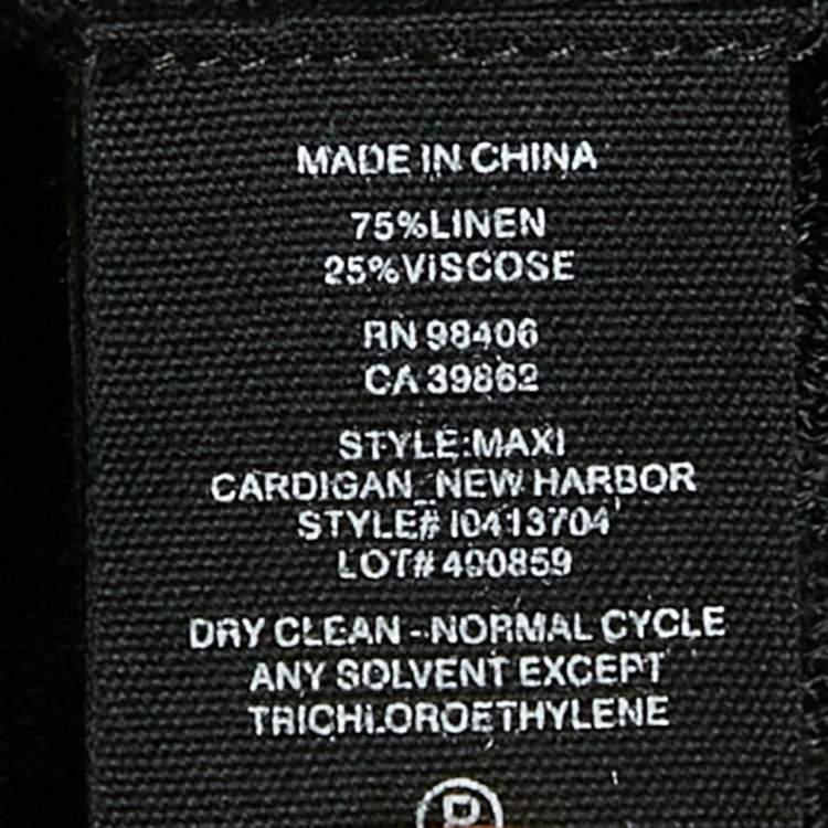 Pre Owned Theory Black Linen Knit Long Cardigan M