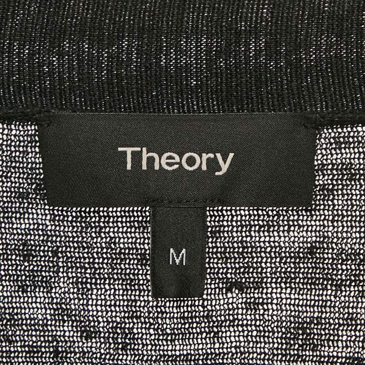 Pre Owned Theory Black Linen Knit Long Cardigan M