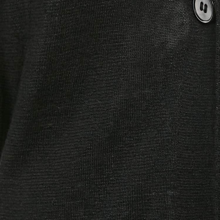 Pre Owned Theory Black Linen Knit Long Cardigan M
