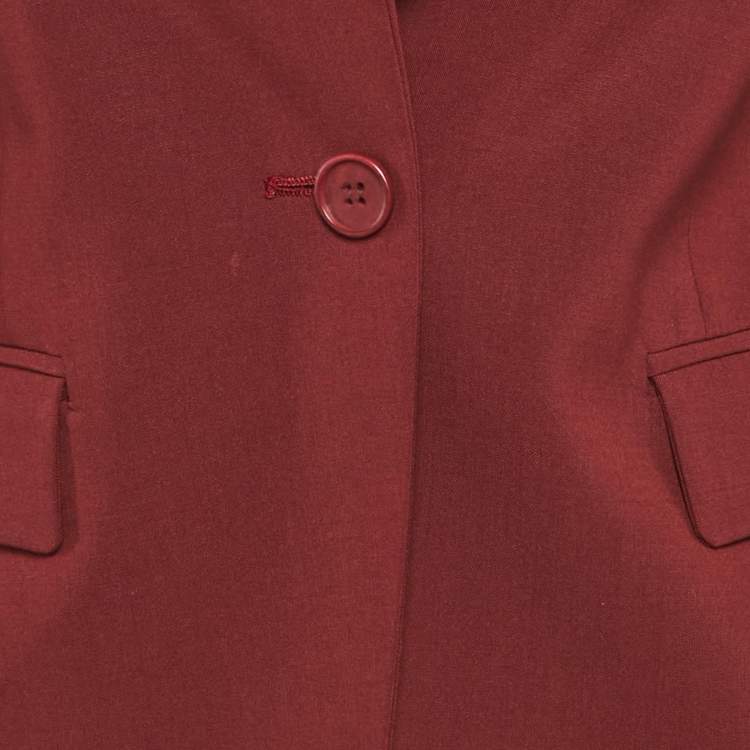 Pre Owned Theory Burgundy Wool Regular Fit Blazer XS