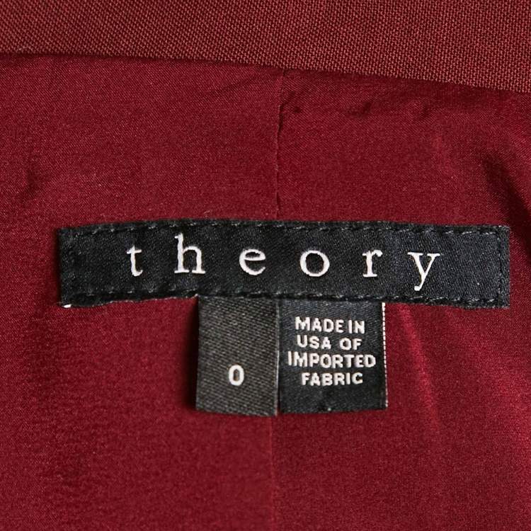 Pre Owned Theory Burgundy Wool Regular Fit Blazer XS