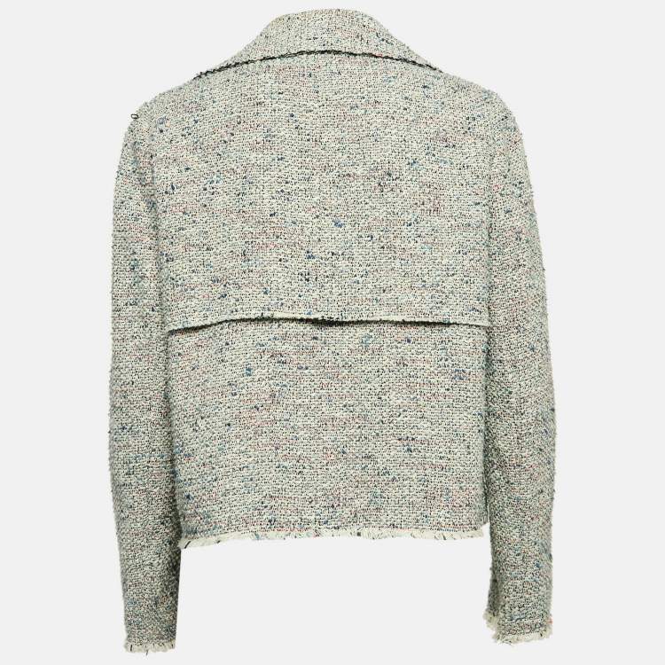 Pre Owned Theory Grey Tweed Open Front Jacket M