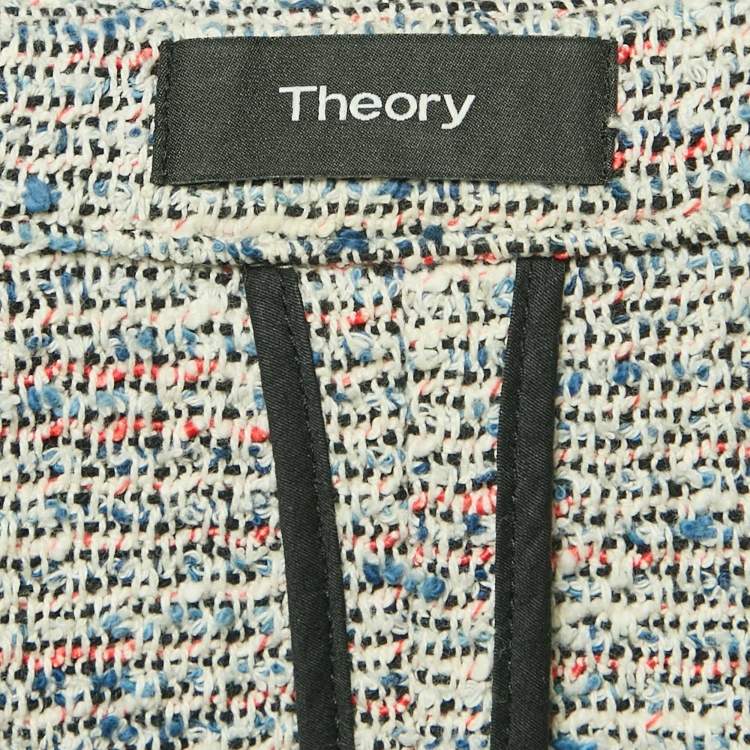 Pre Owned Theory Grey Tweed Open Front Jacket M