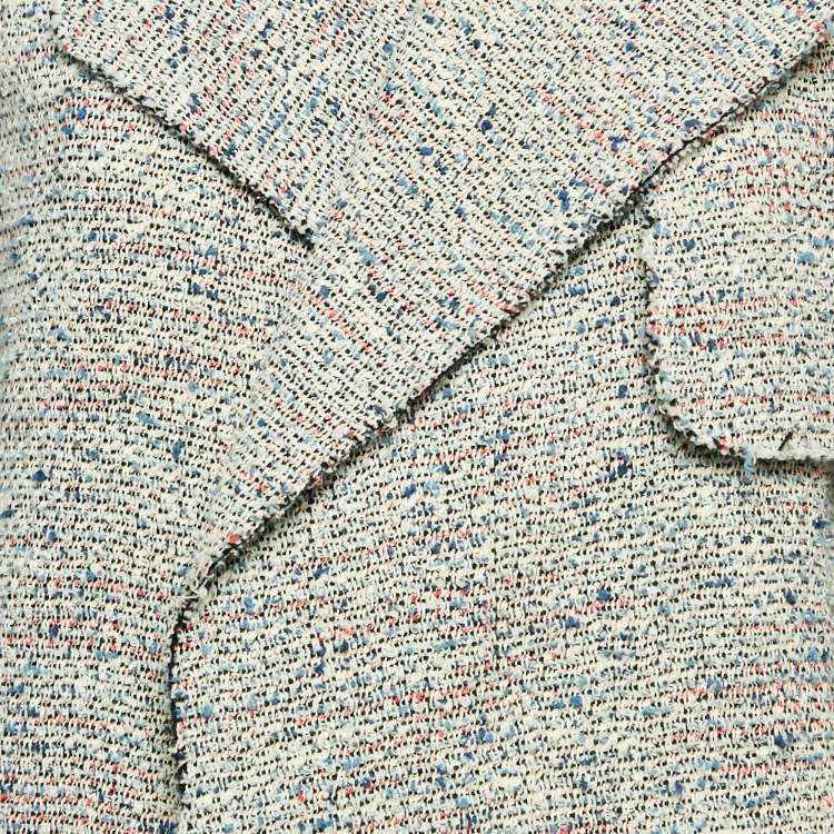 Pre Owned Theory Grey Tweed Open Front Jacket M