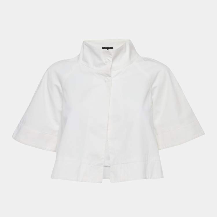 Pre Owned Theory White Cotton Gabardine Top XS