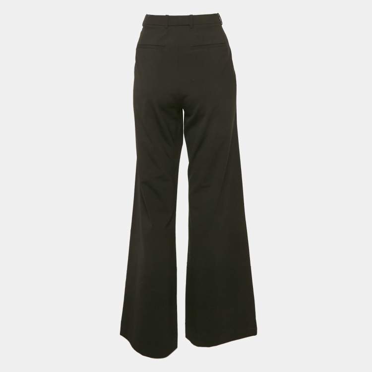 Pre Owned Theory Black Wool Wide Leg Trousers L