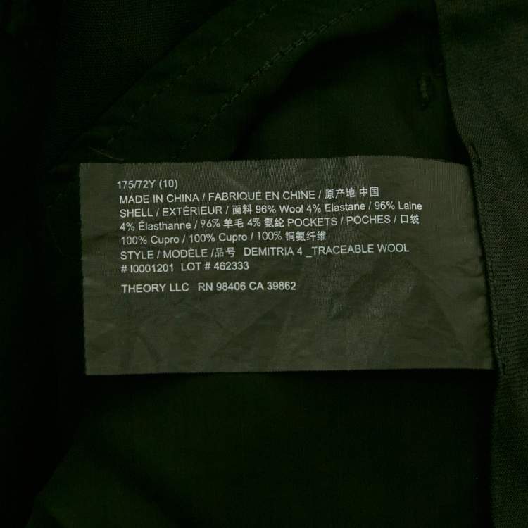 Pre Owned Theory Black Wool Wide Leg Trousers L