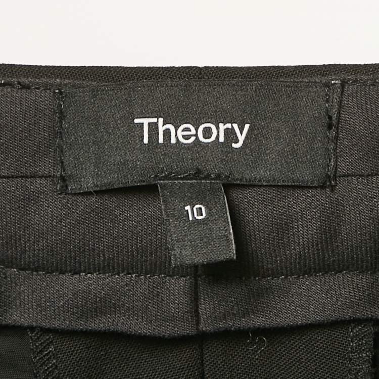 Pre Owned Theory Black Wool Wide Leg Trousers L