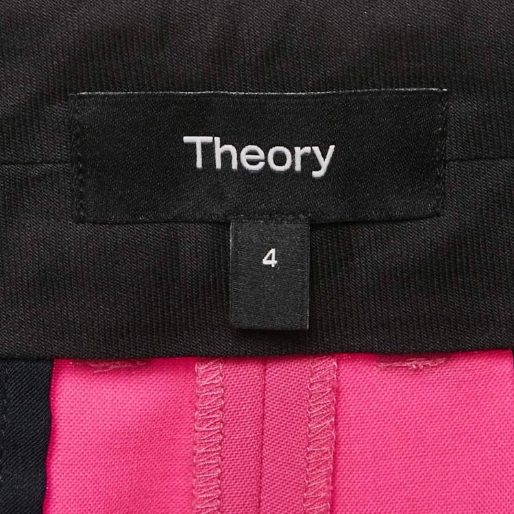 Pre Owned Theory Pink Wool Straight Leg Trousers S