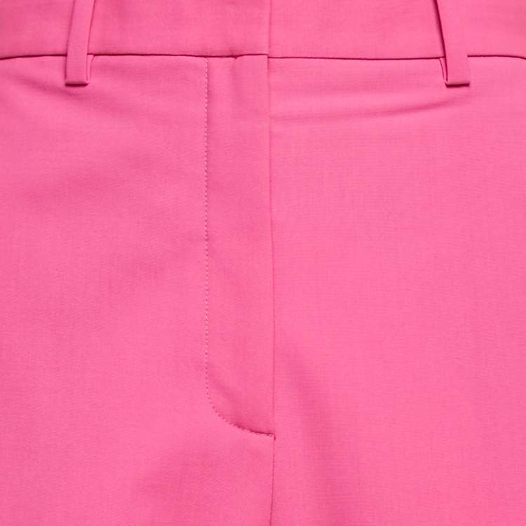 Pre Owned Theory Pink Wool Straight Leg Trousers S