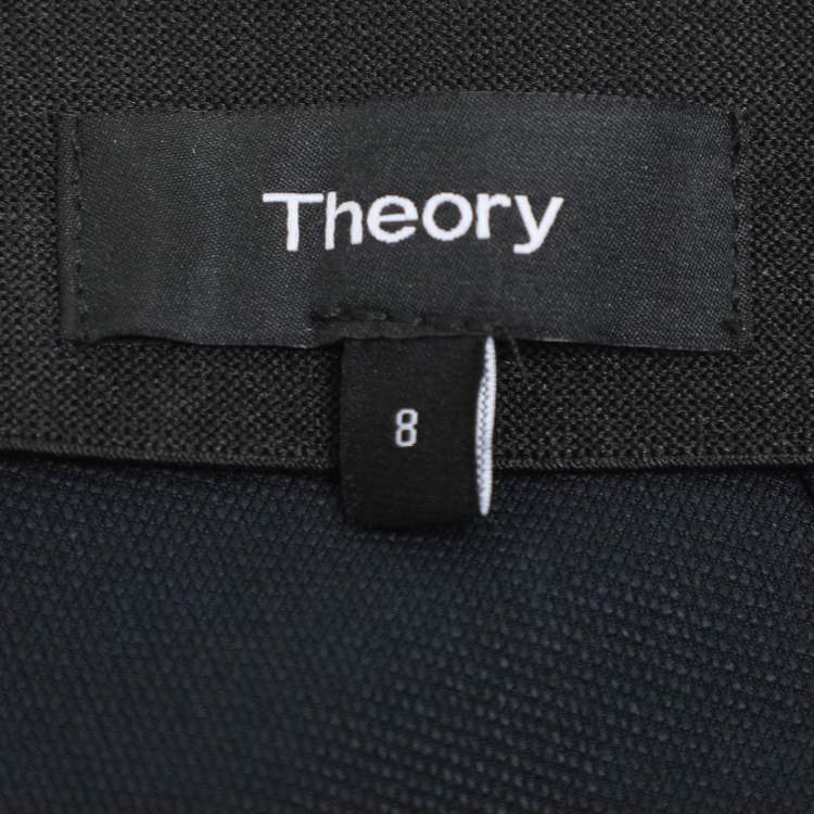 Pre Owned Theory Navy Blue Stretch Nylon Trouser M