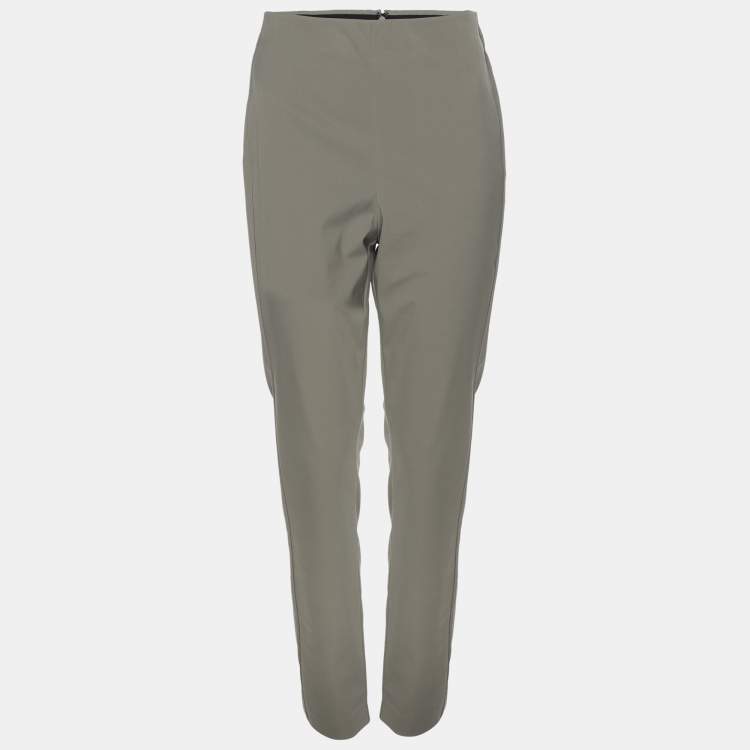 Pre Owned Theory Grey Stretch Nylon Trouser M