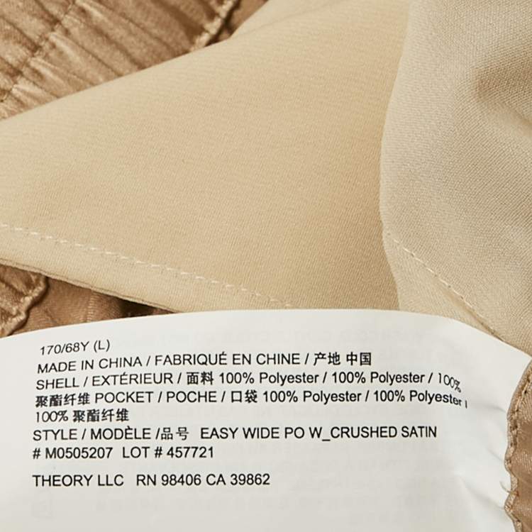 Pre Owned Theory Gold Sateen Straight Leg Pants L