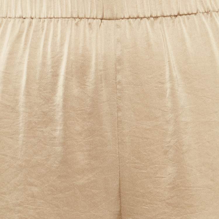 Pre Owned Theory Gold Sateen Straight Leg Pants L