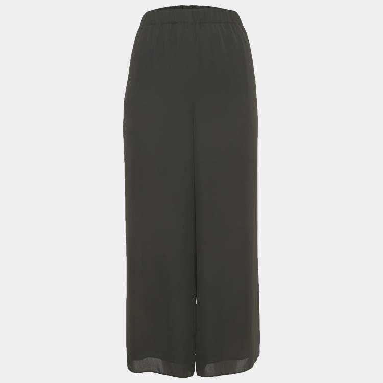 Pre Owned Theory Black Chiffon Wide-Leg Trousers L