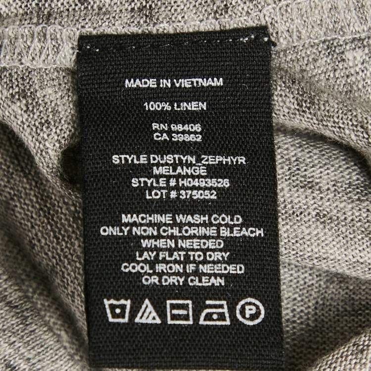 Pre Owned Theory Grey Melange Linen Jersey Loose Fit Top XXL