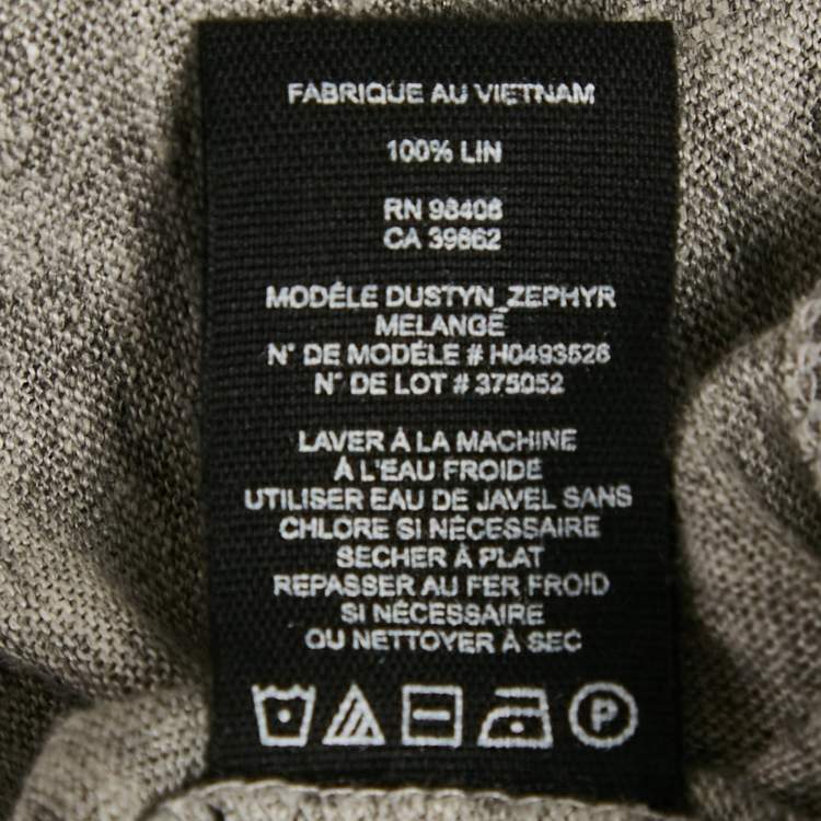 Pre Owned Theory Grey Melange Linen Jersey Loose Fit Top XXL
