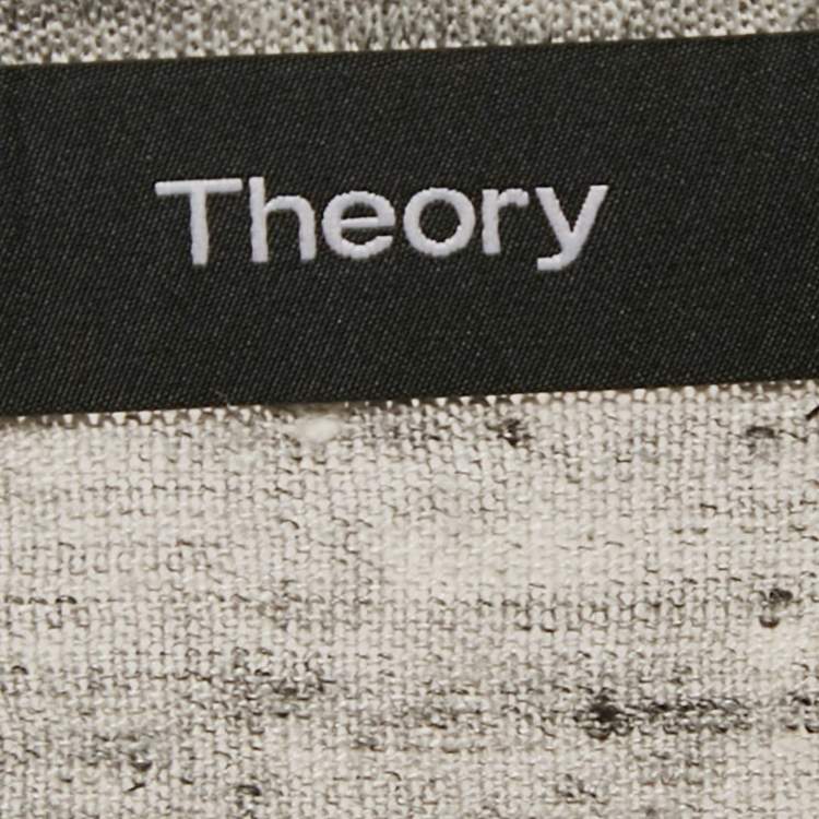Pre Owned Theory Grey Melange Linen Jersey Loose Fit Top XXL
