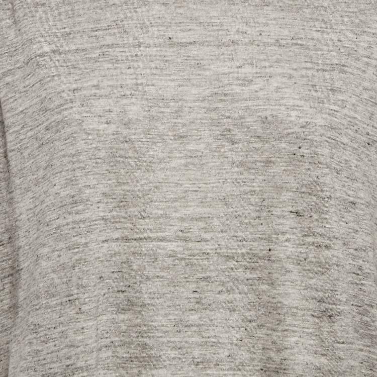 Pre Owned Theory Grey Melange Linen Jersey Loose Fit Top XXL