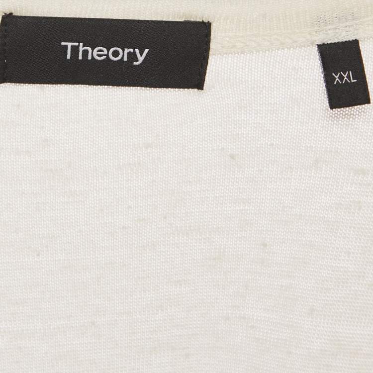 Pre Owned Theory Off-White Linen Jersey Top XXL