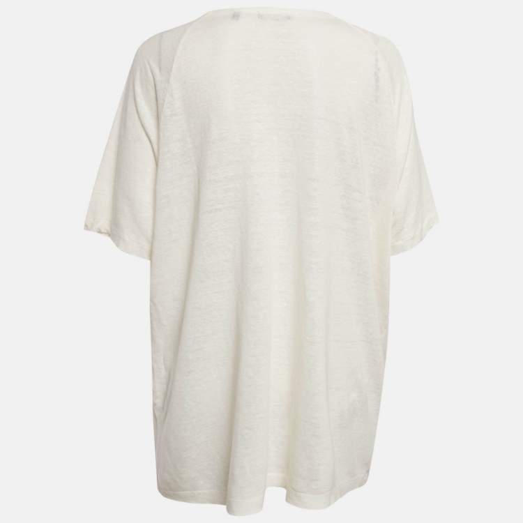 Pre Owned Theory Off-White Linen Jersey Top XXL