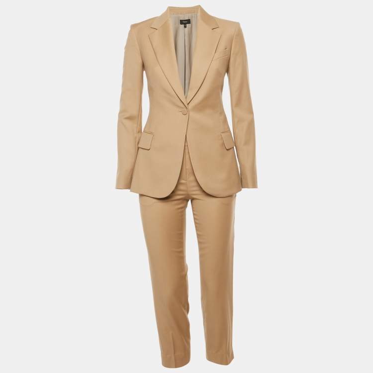 Pre Owned Theory Beige Wool Tailored Suit XXS